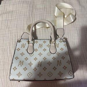 Elegant White and Gold Designer Handbag